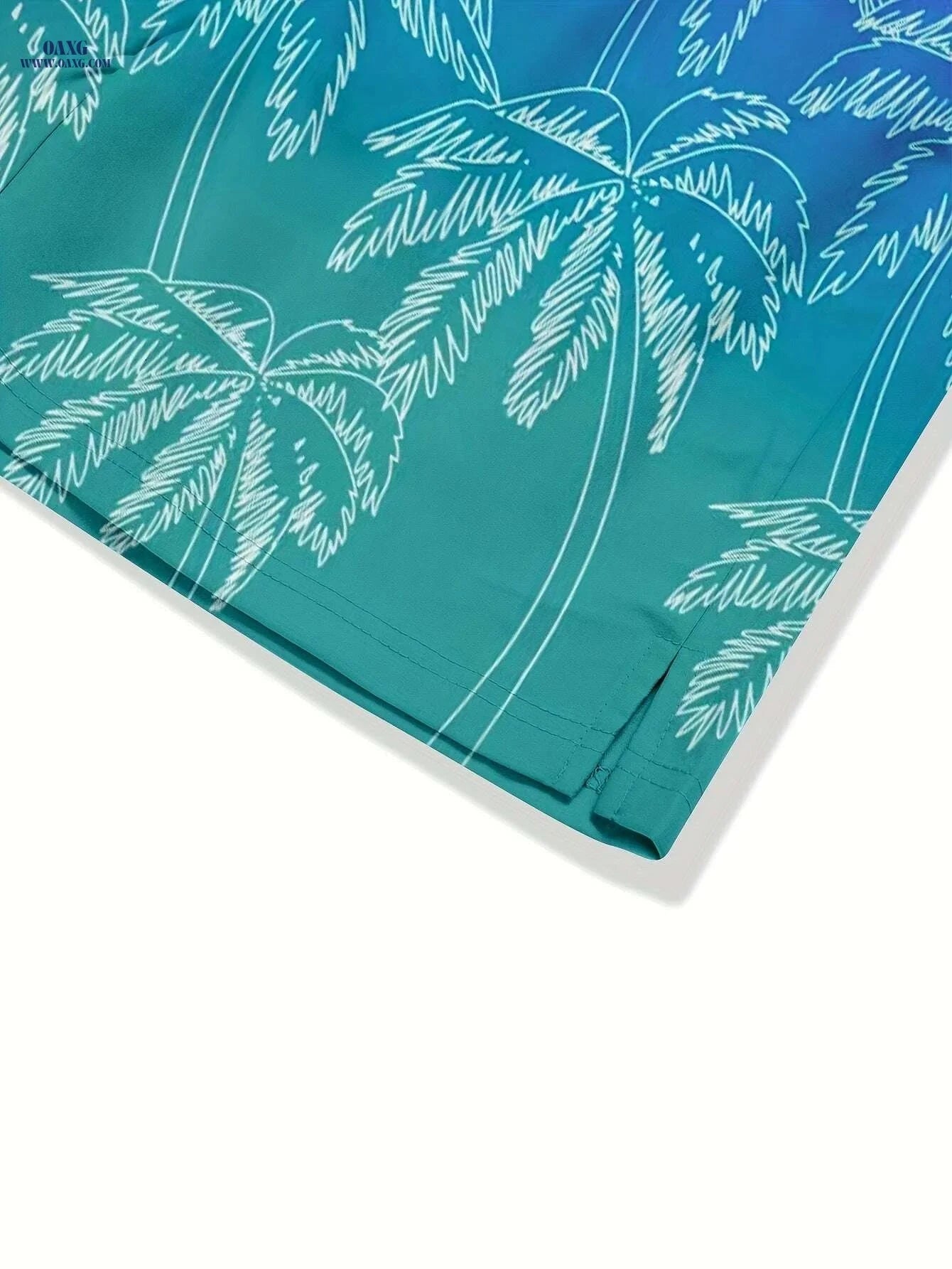 Men's Summer Beach Shorts - Tropical Palm Tree Print, Lightweight Swim Trunks   OAXG Blue / S