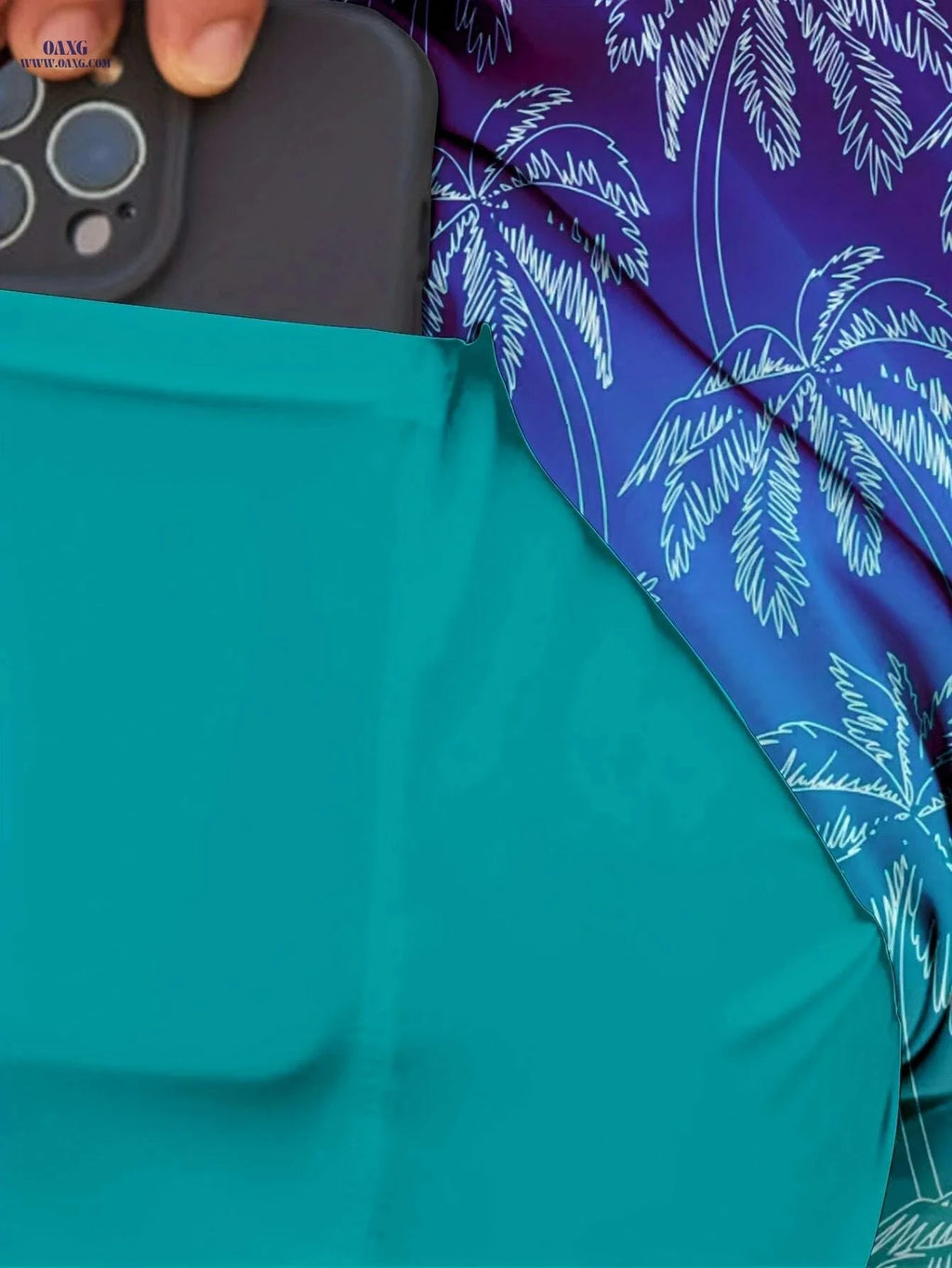 Men's Summer Beach Shorts - Tropical Palm Tree Print, Lightweight Swim Trunks   OAXG 