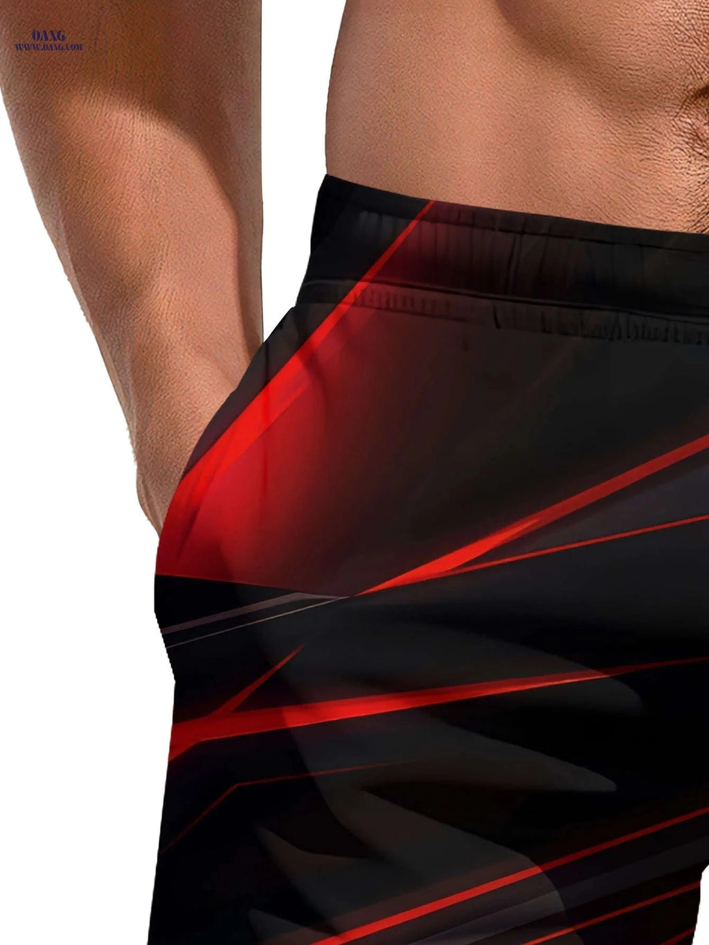 Men's Summer Breathable Shorts - Casual Drawstring, Geometric Print   OAXG 