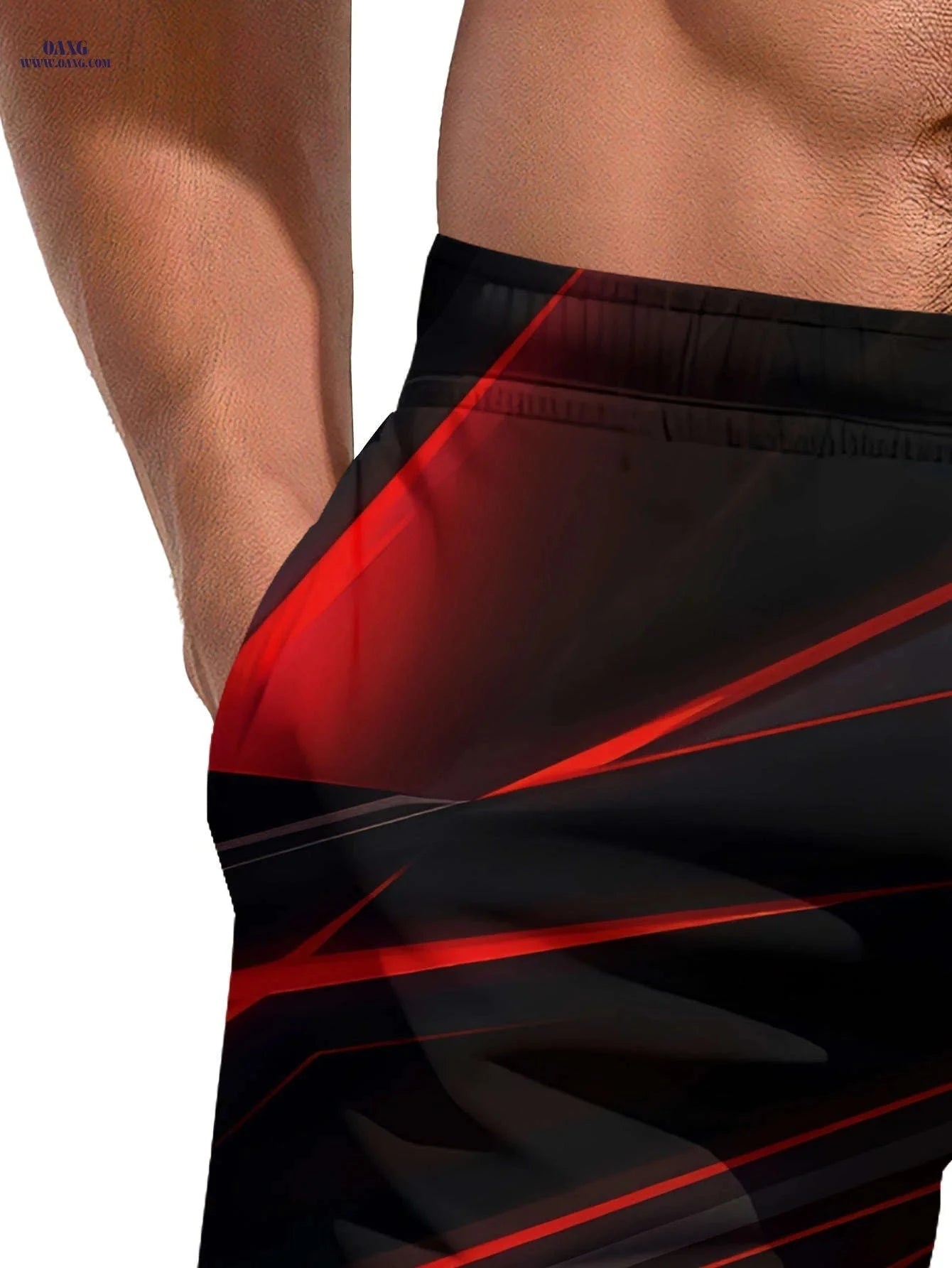 Men's Summer Breathable Shorts - Casual Drawstring, Geometric Print   OAXG 