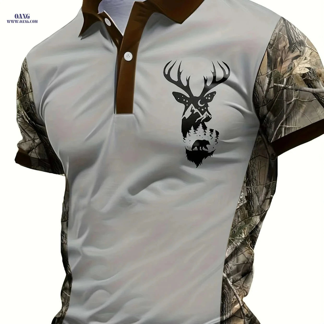 Men's Summer Camo Shirt - Breathable Short Sleeve Casual Top   OAXG Dark Brown / S