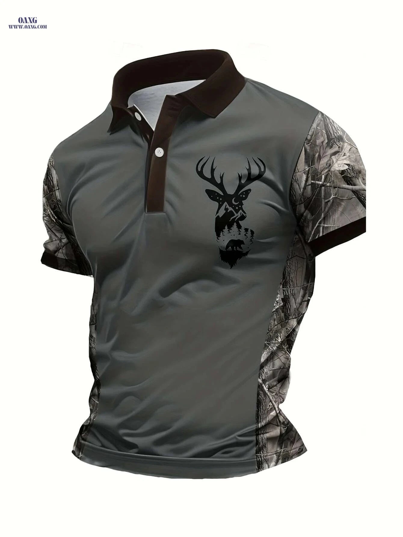 Men's Summer Camo Shirt - Breathable Short Sleeve Casual Top   OAXG Dark Brown / S