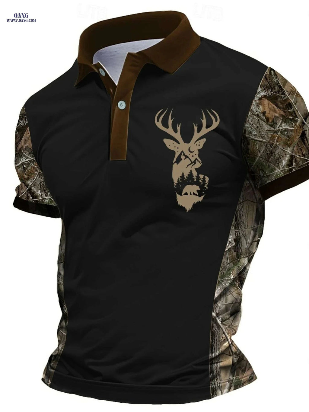 Men's Summer Camo Shirt - Breathable Short Sleeve Casual Top   OAXG Dark Brown / S