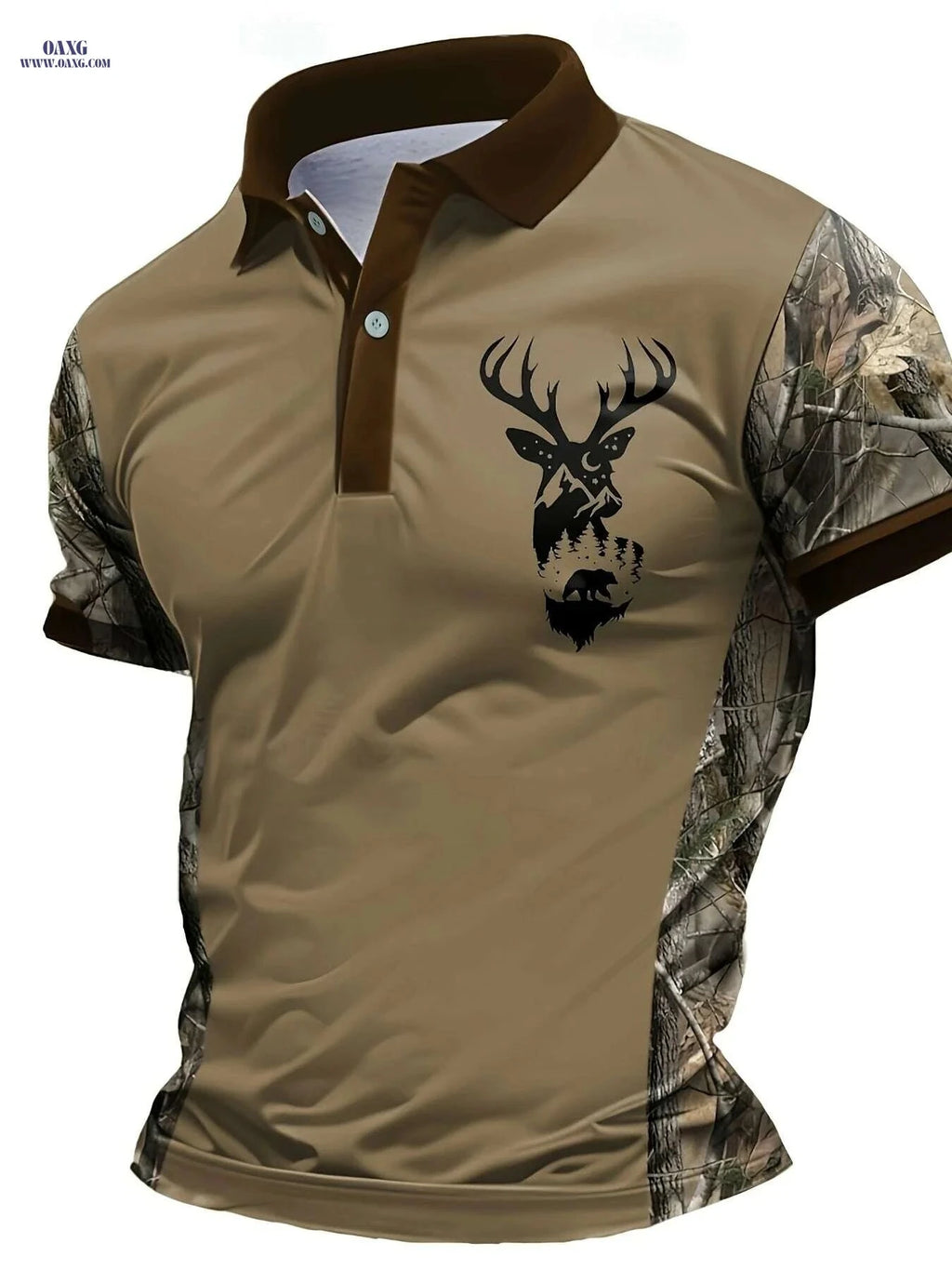 Men's Summer Camo Shirt - Breathable Short Sleeve Casual Top   OAXG Dark Brown / S