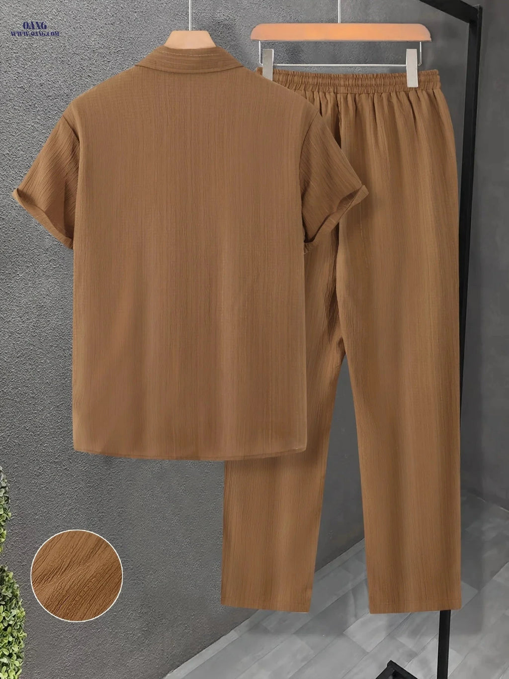 Men's Summer Casual 2-Piece Outfit - Breathable Shirt & Pants Set   OAXG 