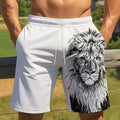 Men's Summer Casual Lion Print Beach Shorts - Lightweight & Stylish   OAXG Mixed Color / S