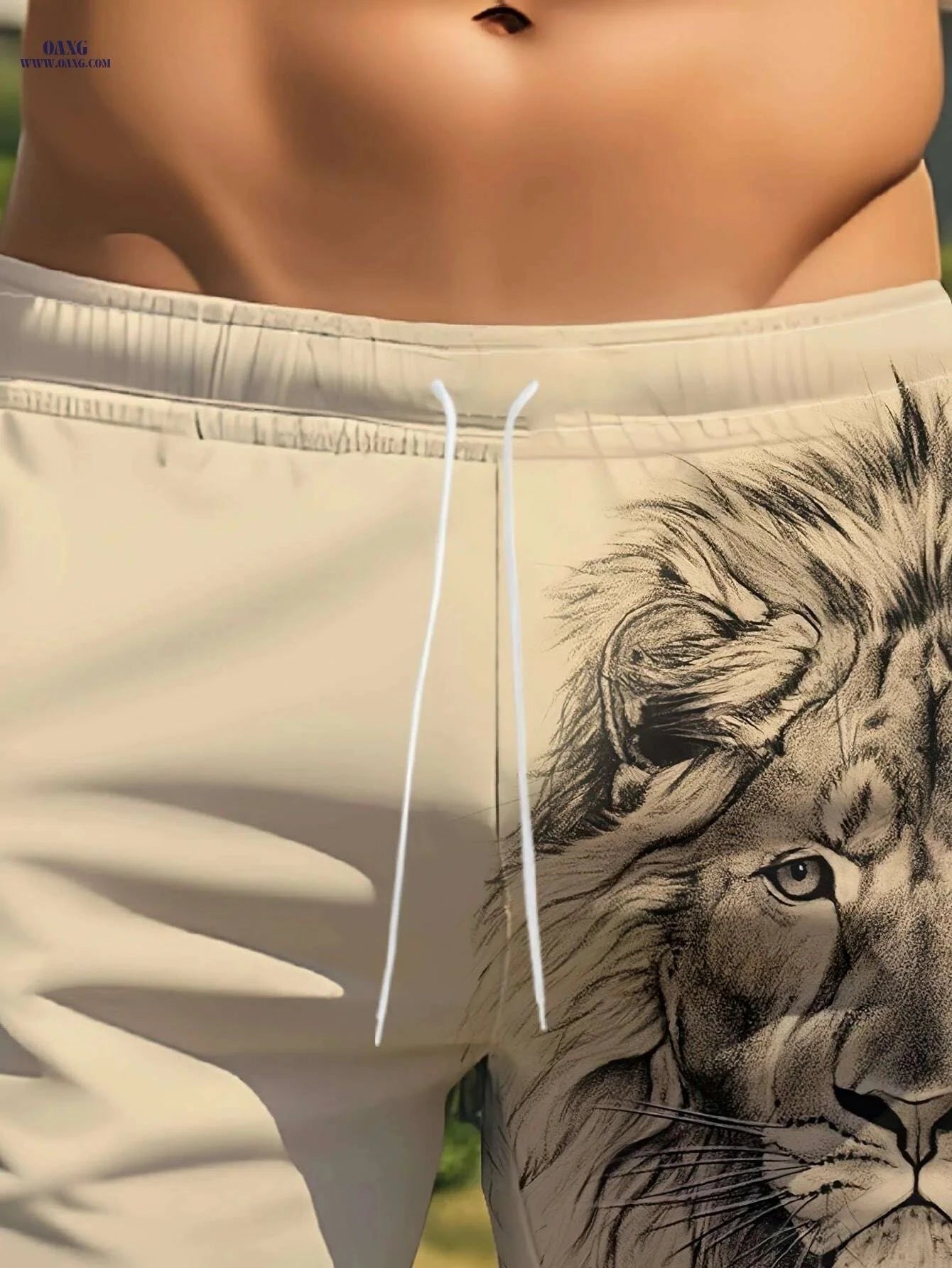 Men's Summer Casual Lion Print Beach Shorts - Lightweight & Stylish   OAXG Mixed Color / S