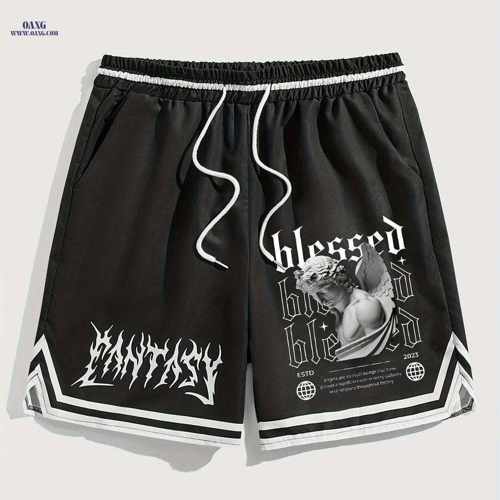 Men's Summer Casual Shorts - Breathable Drawstring Sports Wear   OAXG Black / S