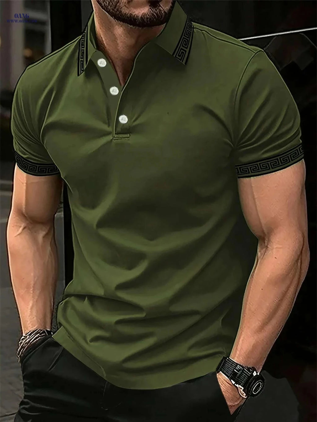 Men's Summer Casual Solid Color Shirt - Short Sleeve, Stylish Design   OAXG 