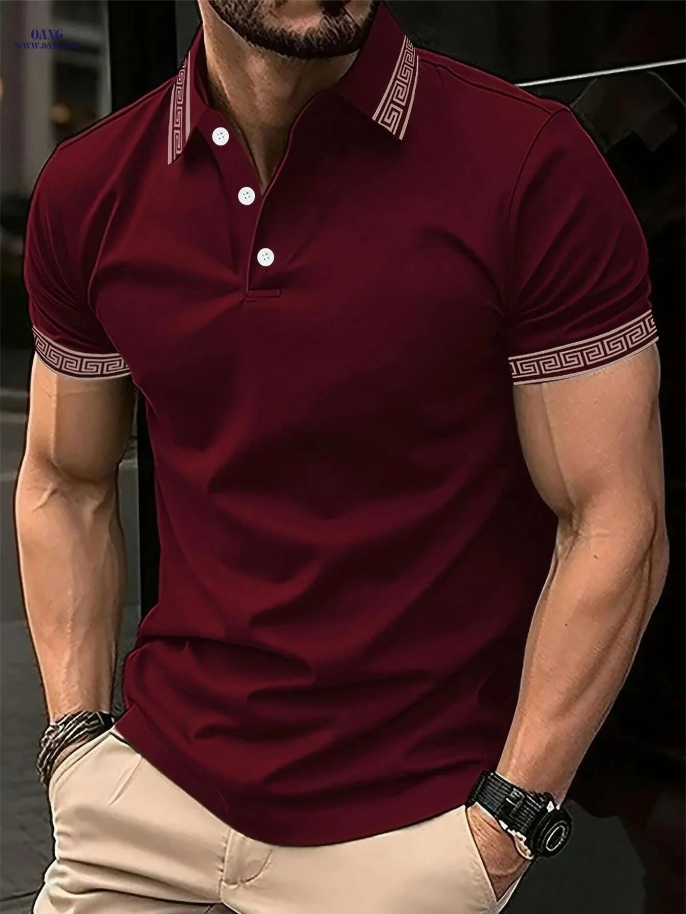 Men's Summer Casual Solid Color Shirt - Short Sleeve, Stylish Design   OAXG Navy Blue / S