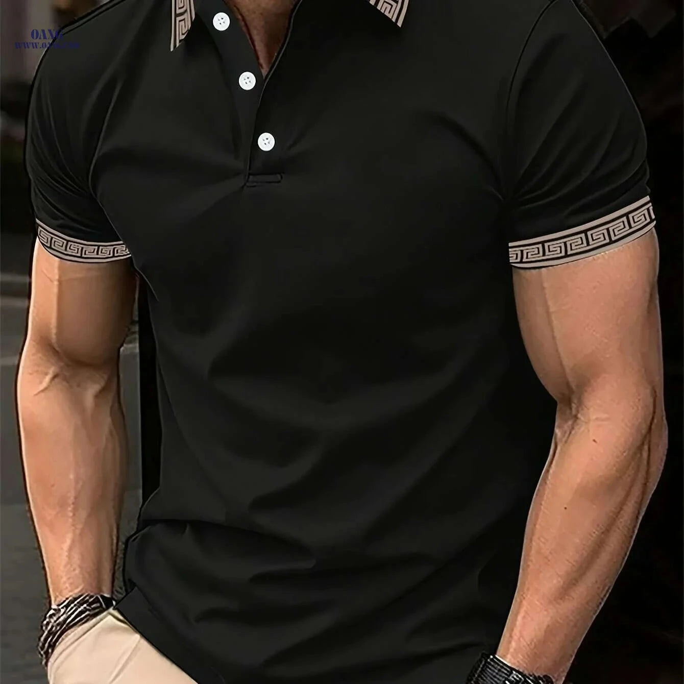 Men's Summer Casual Solid Color Shirt - Short Sleeve, Stylish Design   OAXG Navy Blue / S