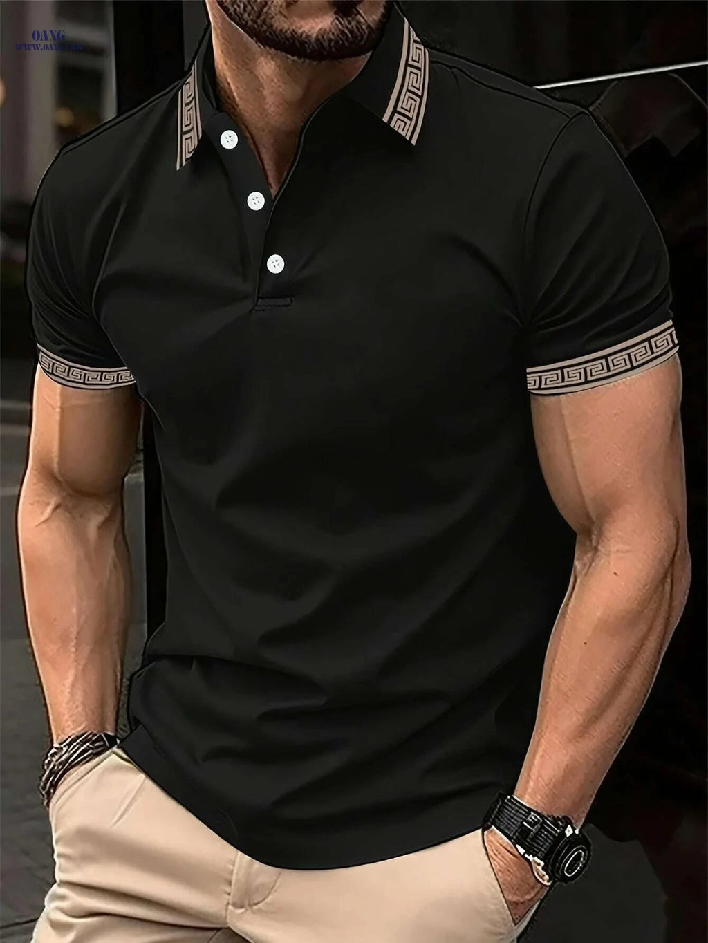 Men's Summer Casual Solid Color Shirt - Short Sleeve, Stylish Design   OAXG Navy Blue / S
