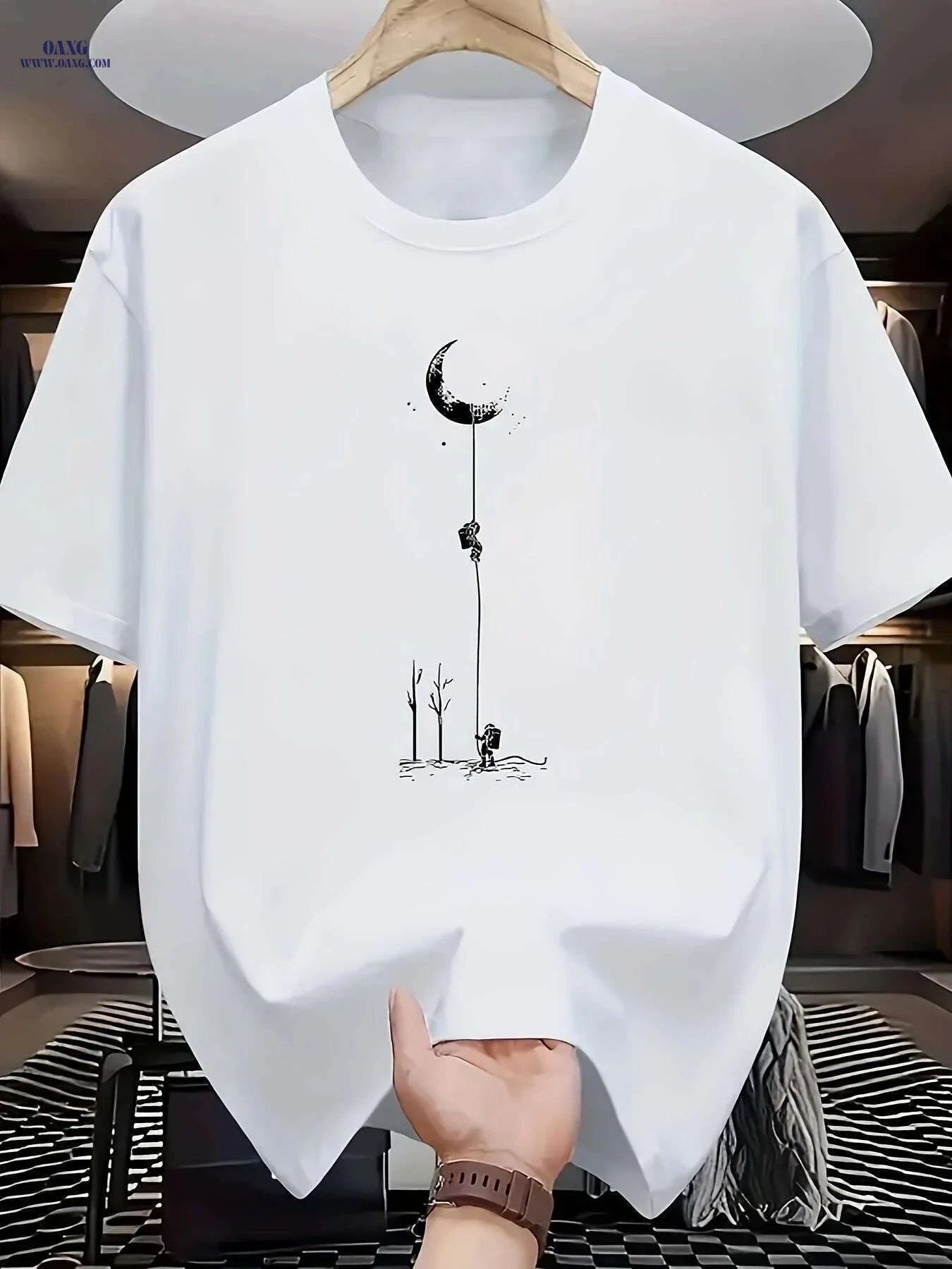 Men's Summer Casual T-Shirt - Breathable Regular Fit Crew Neck   OAXG White / S