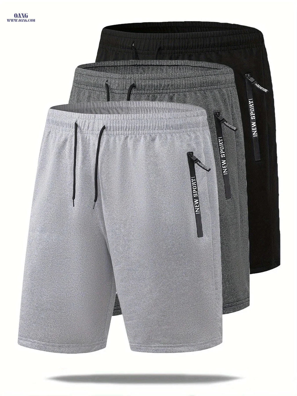 Men's Summer Casual Track Shorts - Elastic Waist, Zipper Pockets   OAXG 