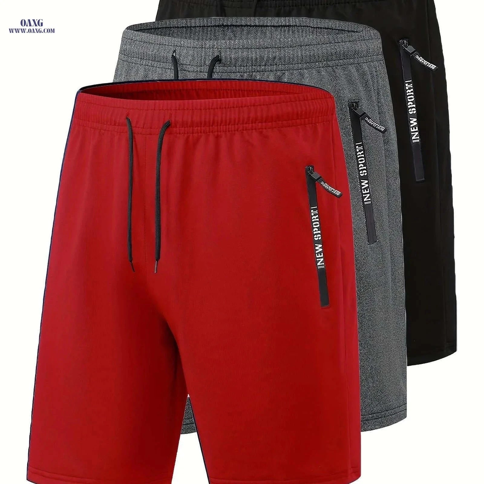 Men's Summer Casual Track Shorts - Elastic Waist, Zipper Pockets   OAXG 
