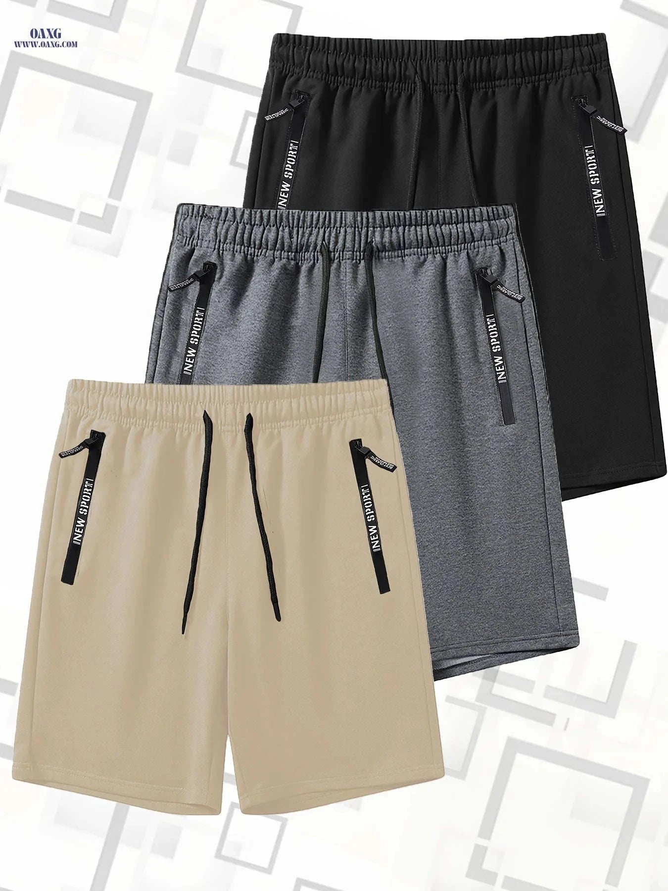 Men's Summer Casual Track Shorts - Elastic Waist, Zipper Pockets   OAXG black gray navy blue / FR S