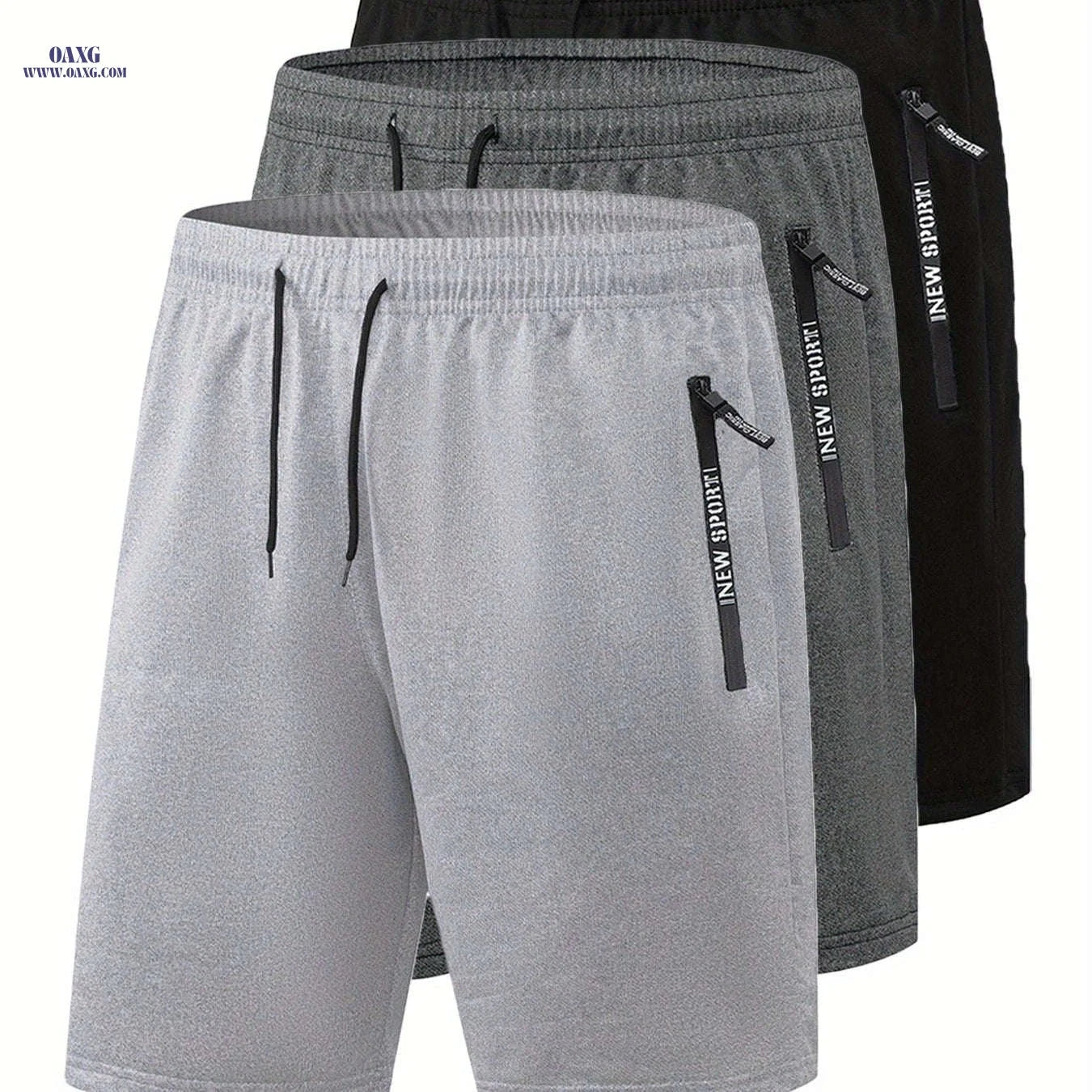Men's Summer Casual Track Shorts - Elastic Waist, Zipper Pockets   OAXG 