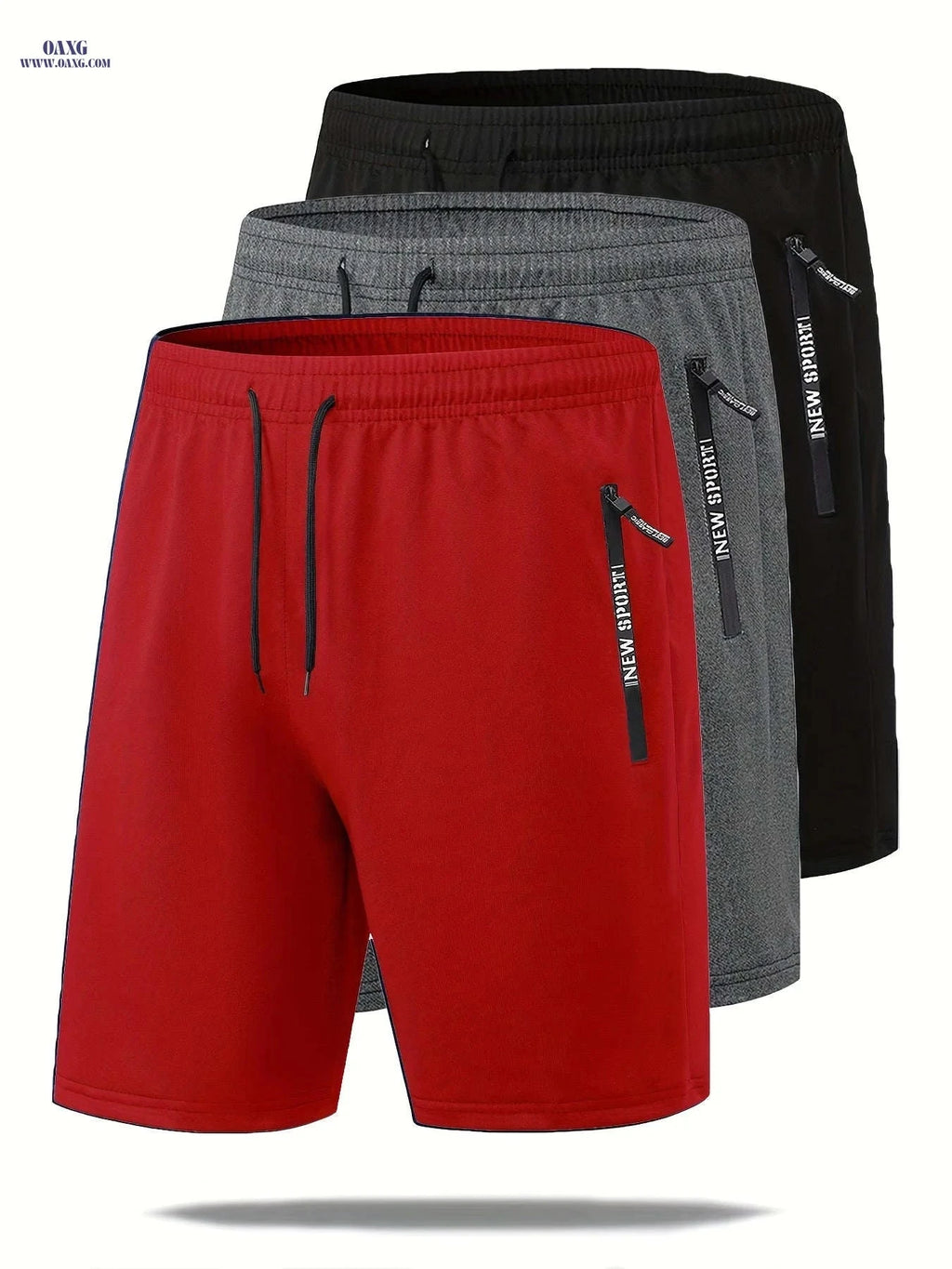 Men's Summer Casual Track Shorts - Elastic Waist, Zipper Pockets   OAXG 