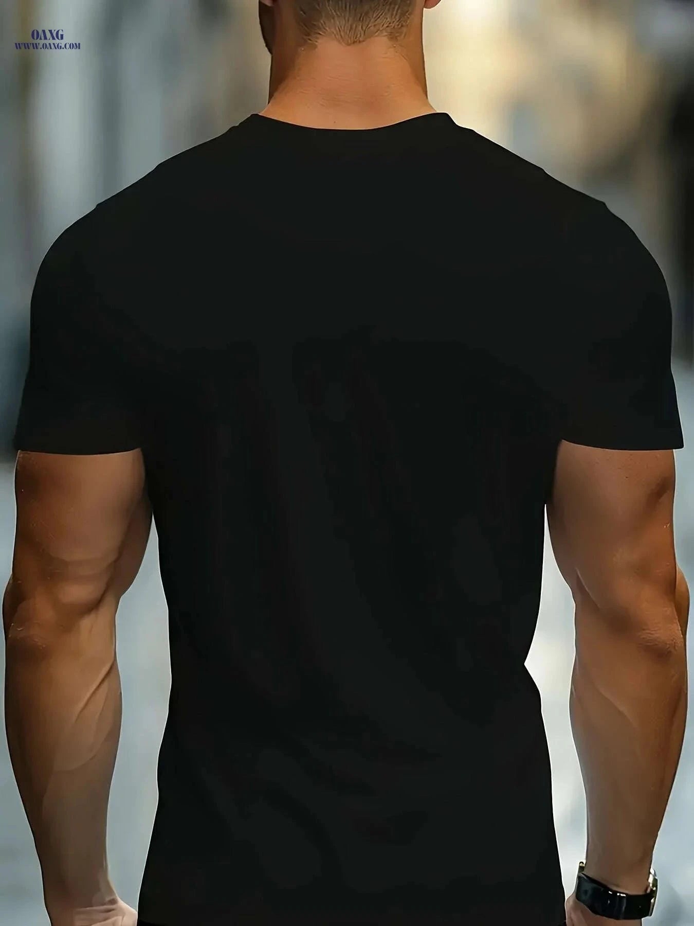 Men’s Summer Color Block T-Shirt - Paris Letter Pattern, Breathable Fabric   OAXG Mixed Color / S