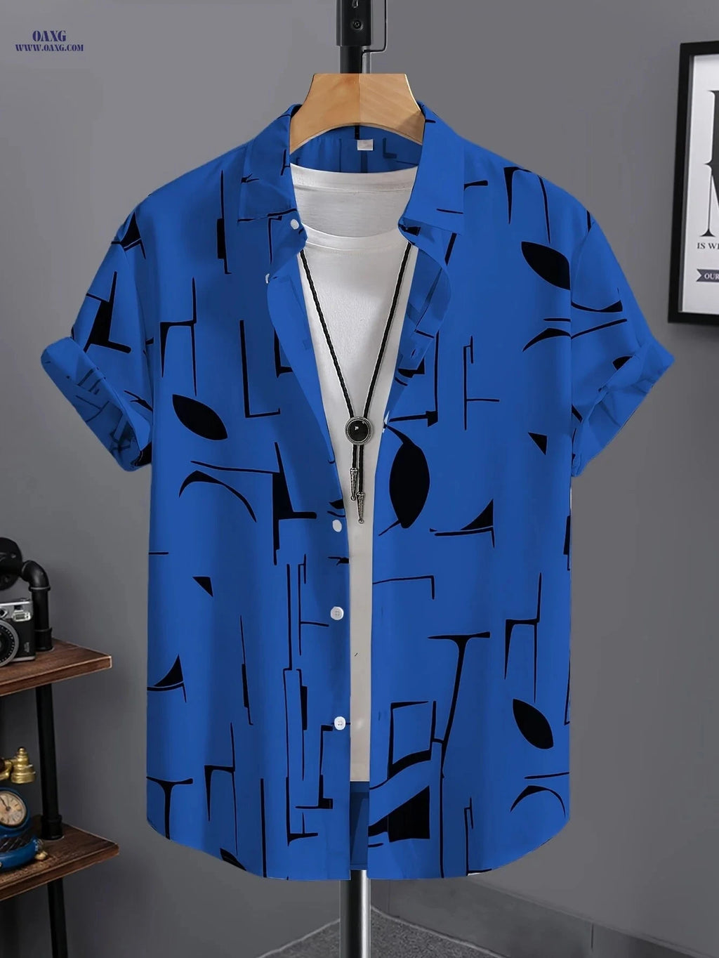 Men’s Summer Drape Button-Up Shirt - Trendy Casual Lapel Style   OAXG 
