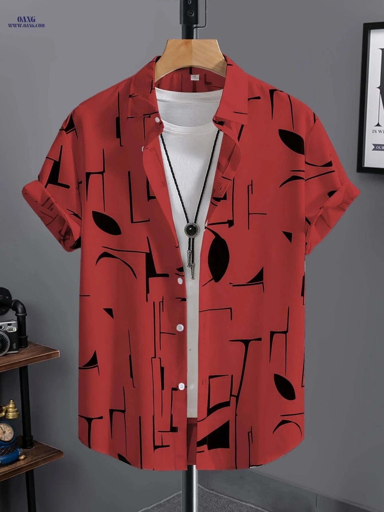 Men’s Summer Drape Button-Up Shirt - Trendy Casual Lapel Style   OAXG 