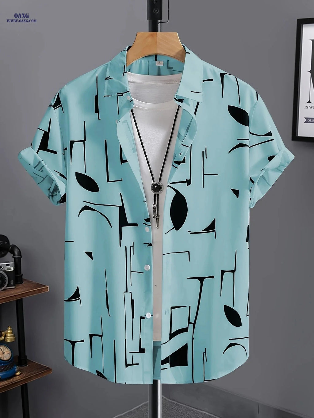 Men’s Summer Drape Button-Up Shirt - Trendy Casual Lapel Style   OAXG 
