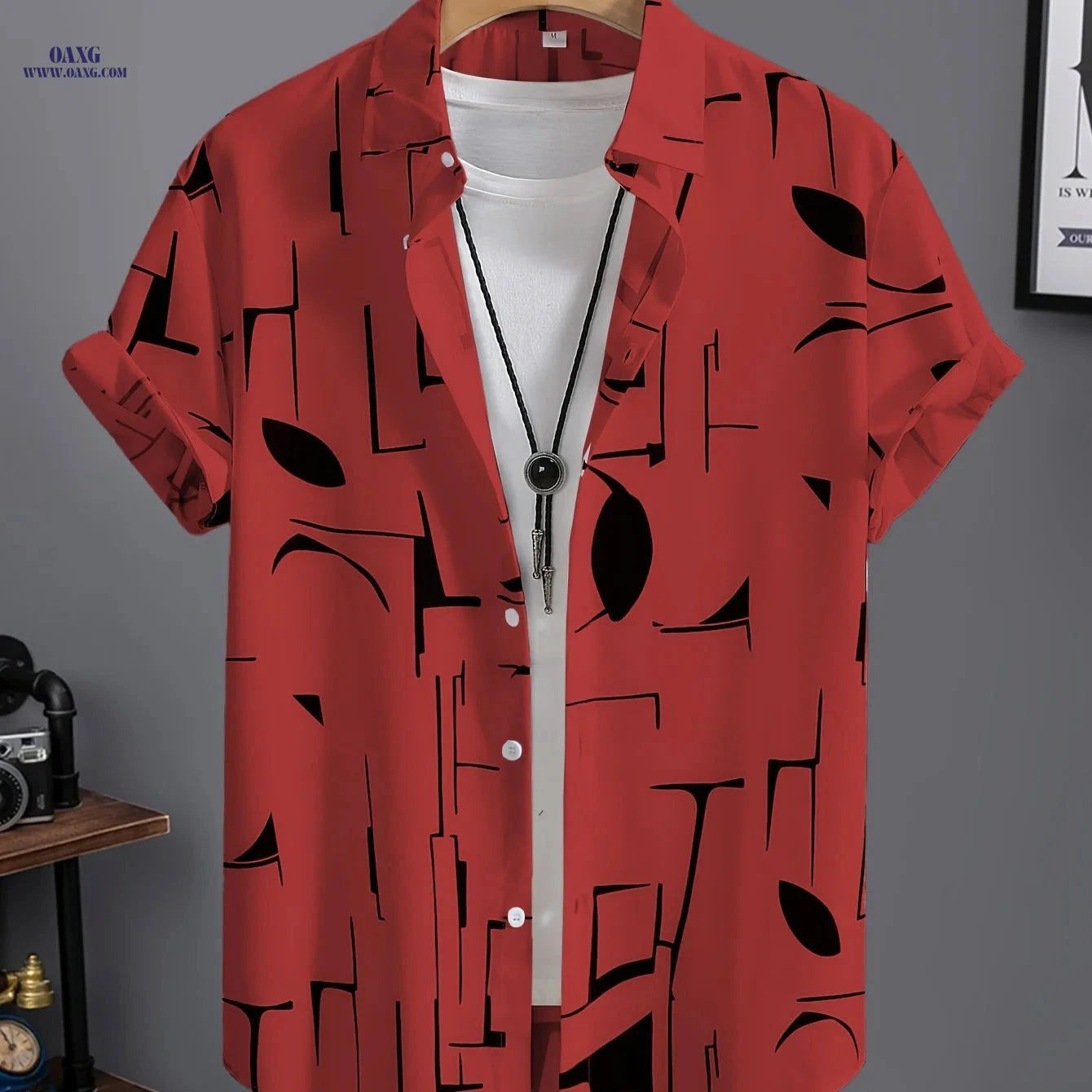 Men’s Summer Drape Button-Up Shirt - Trendy Casual Lapel Style   OAXG Blue / FR XXS