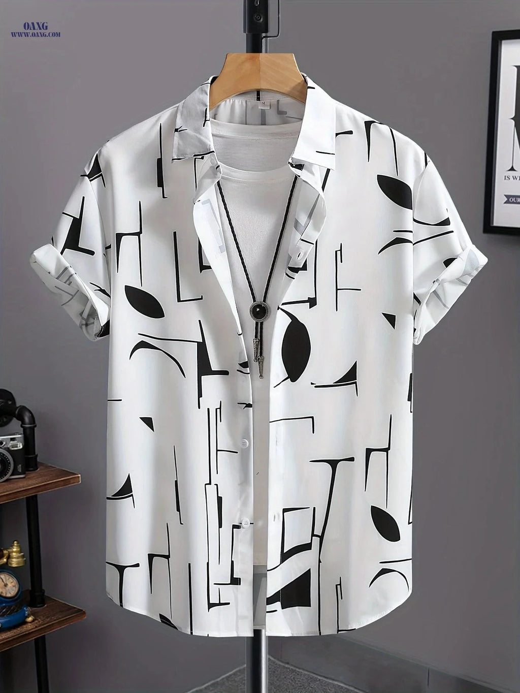 Men’s Summer Drape Button-Up Shirt - Trendy Casual Lapel Style   OAXG Blue / FR XXS