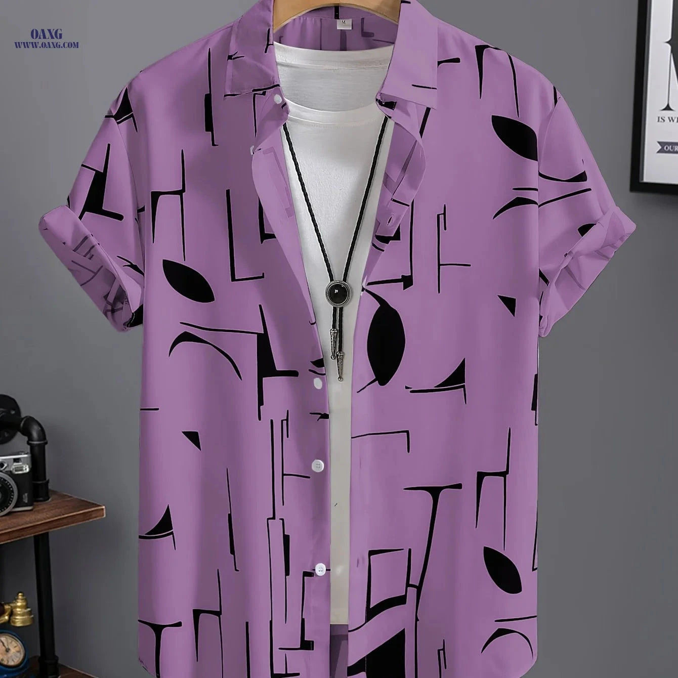 Men’s Summer Drape Button-Up Shirt - Trendy Casual Lapel Style   OAXG 