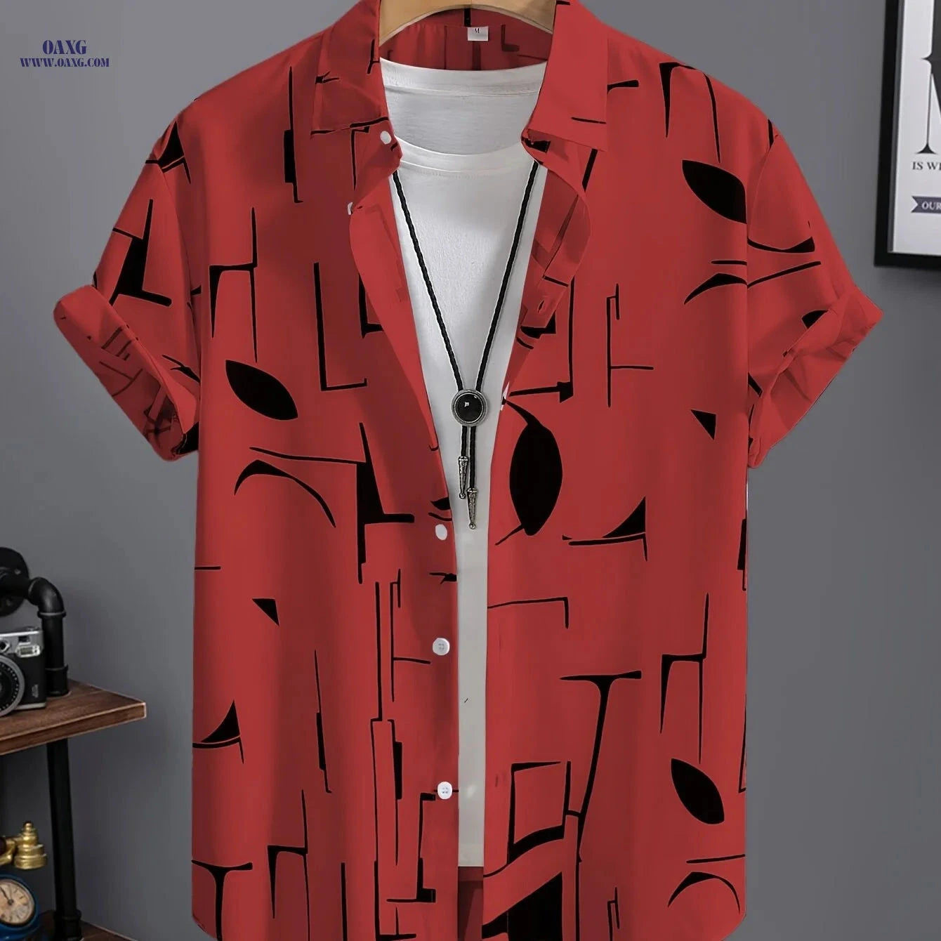 Men’s Summer Drape Button-Up Shirt - Trendy Casual Lapel Style   OAXG 