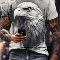 Men's Summer Eagle Sketch T-Shirt - Chic Crew Neck Style   OAXG Mixed Color / S