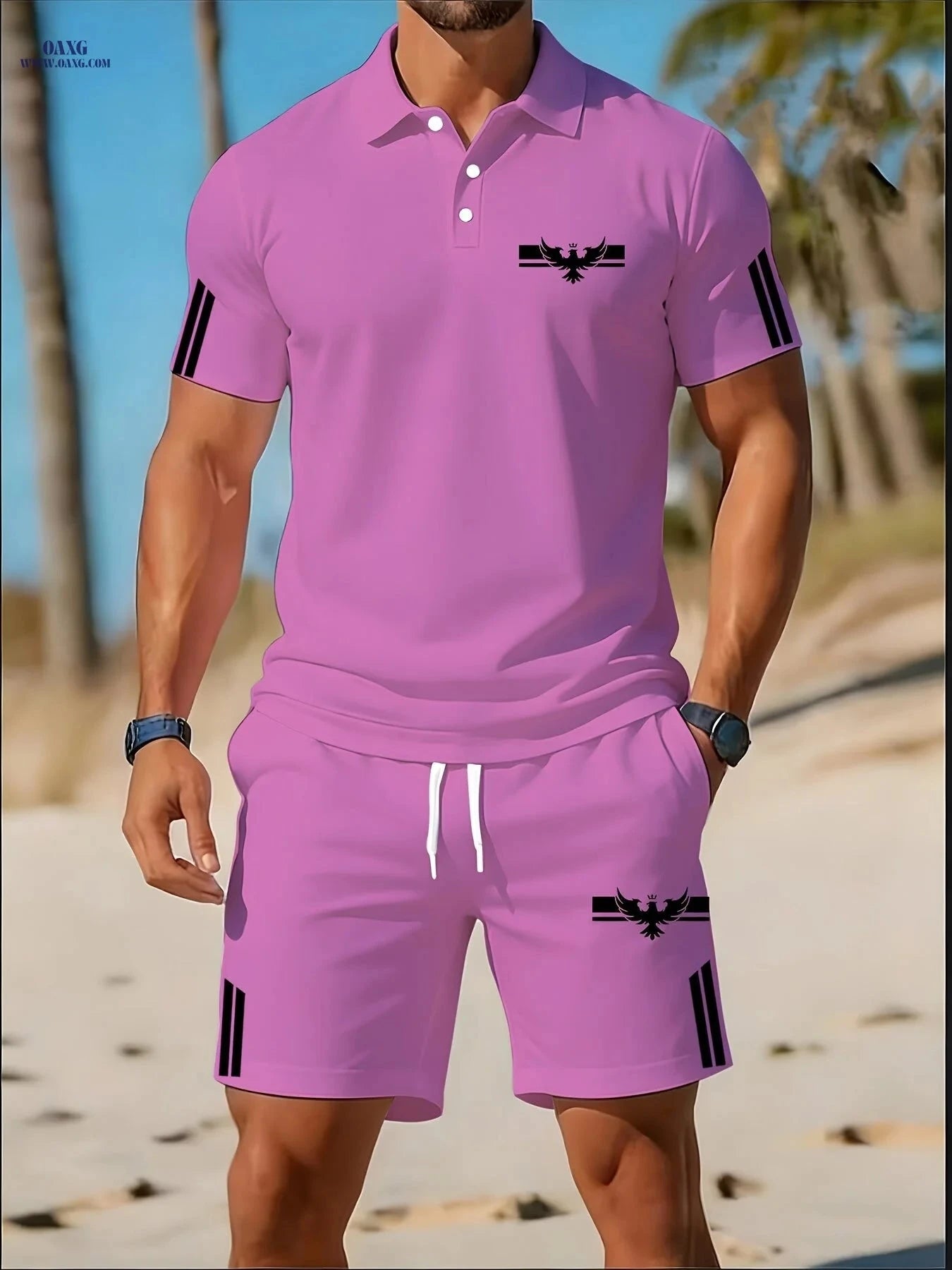 Men's Summer Golf Polo Set - Casual Wear for Outdoor Activities   OAXG 