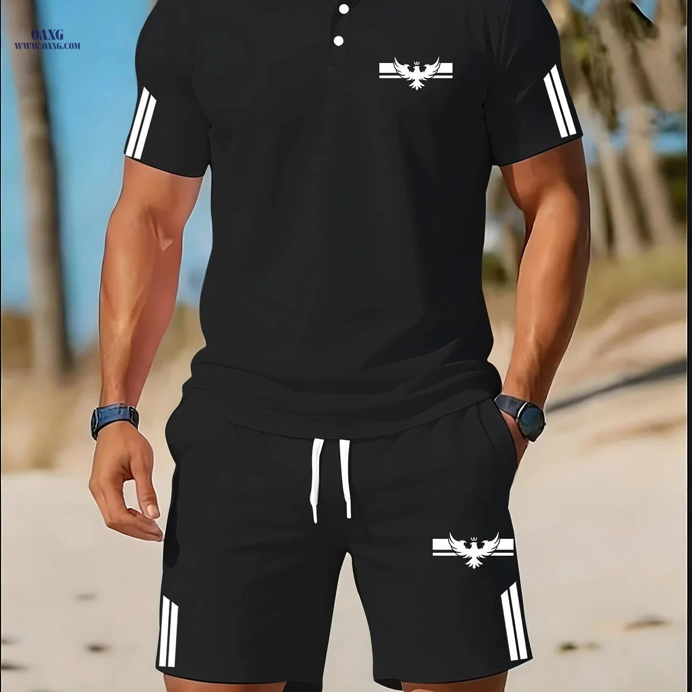 Men's Summer Golf Polo Set - Casual Wear for Outdoor Activities   OAXG 