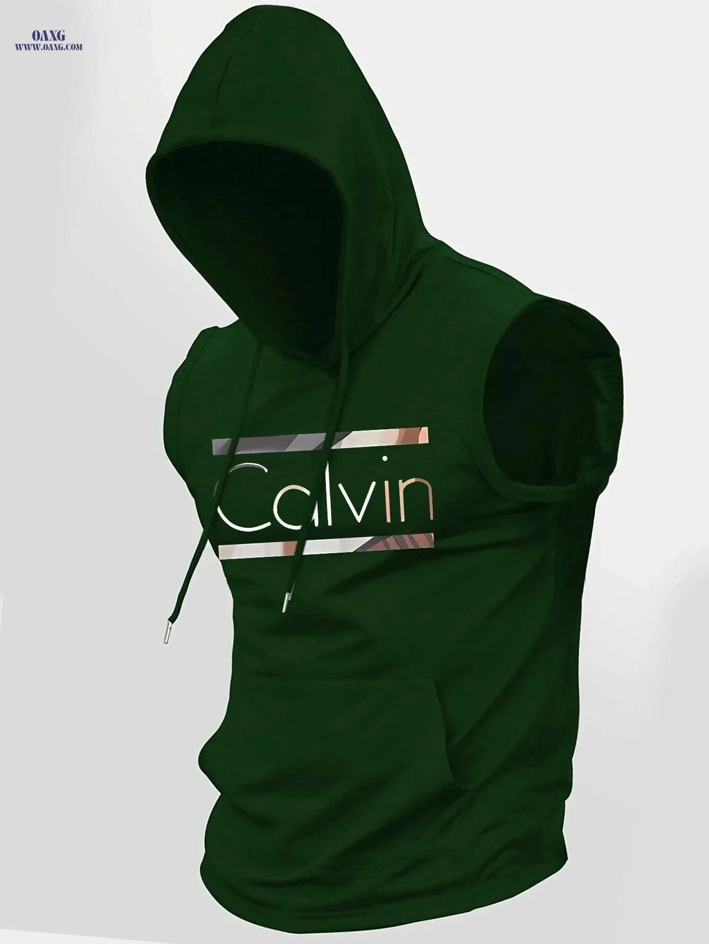 Men's Summer Hooded Tank Top - Casual Knit with Kangaroo Pocket   OAXG 