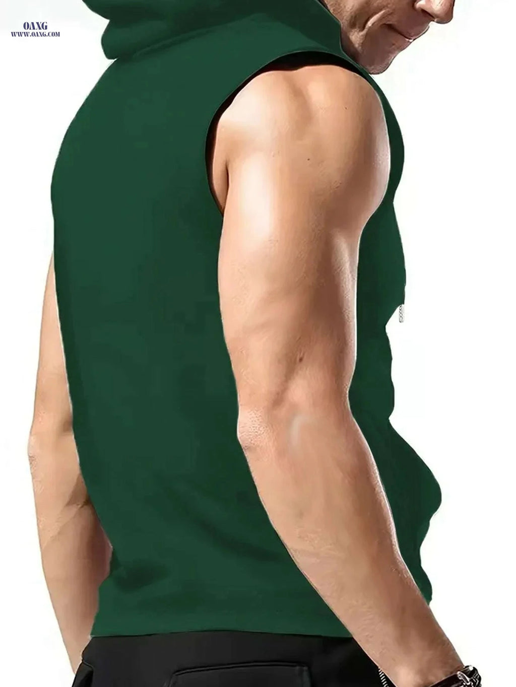 Men's Summer Hooded Tank Top - Casual Knit with Kangaroo Pocket   OAXG Light Blue / S