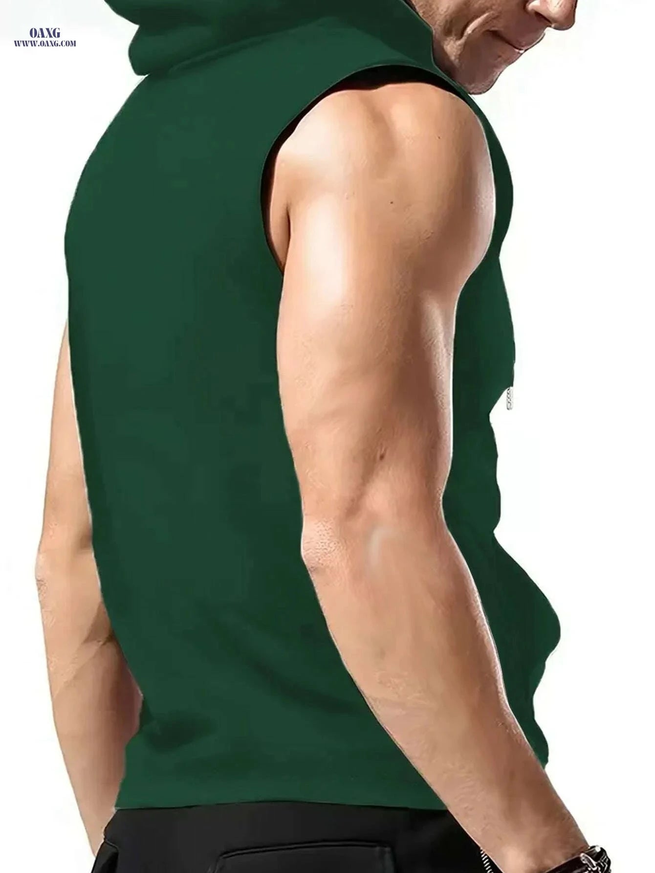 Men's Summer Hooded Tank Top - Casual Knit with Kangaroo Pocket   OAXG Light Blue / S
