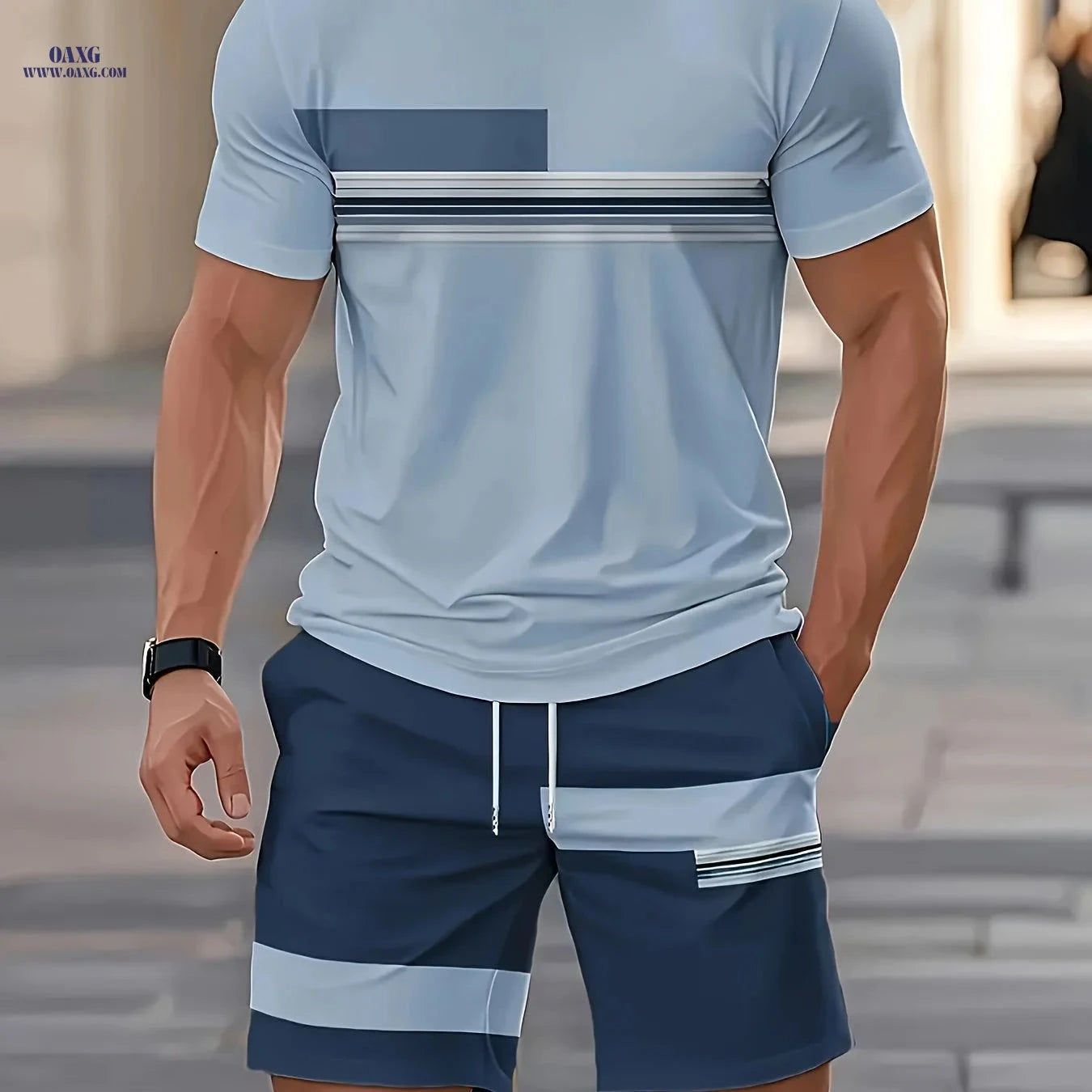 Men's Summer Outdoor Outfit Set - Quick-Dry T-Shirt & Shorts   OAXG 