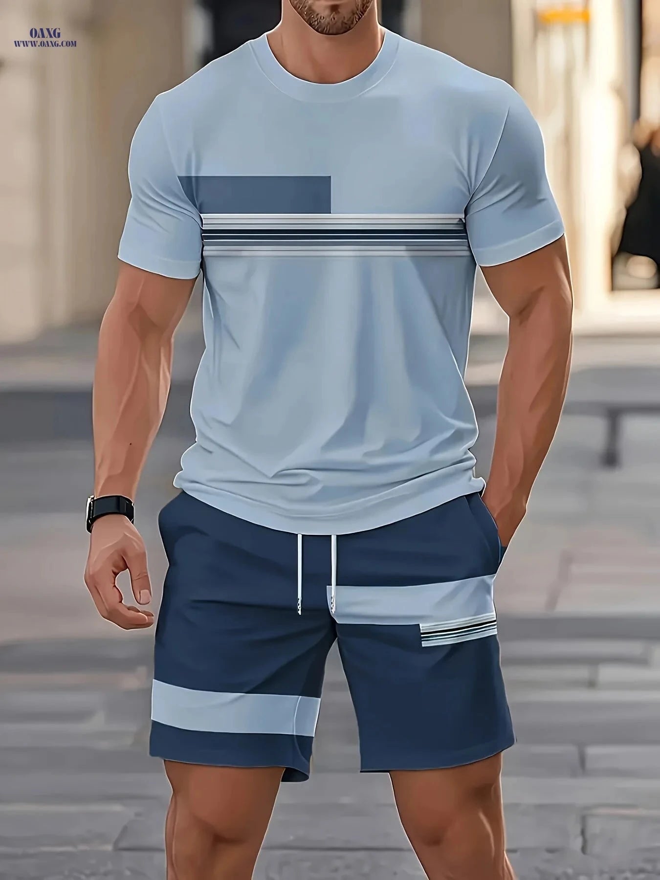 Men's Summer Outdoor Outfit Set - Quick-Dry T-Shirt & Shorts   OAXG 