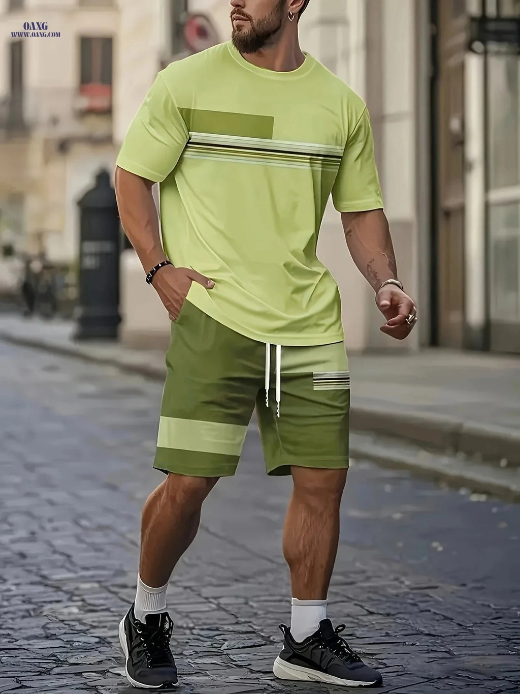 Men's Summer Outdoor Outfit Set - Quick Dry T-Shirt & Shorts   OAXG 