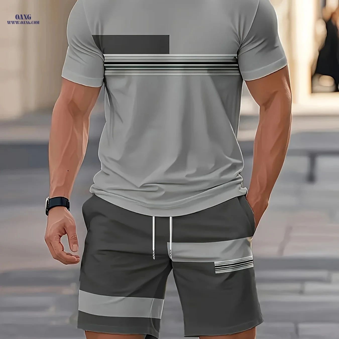 Men's Summer Outdoor Outfit Set - Quick-Dry T-Shirt & Shorts   OAXG 