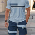 Men's Summer Outdoor Outfit Set - Quick-Dry T-Shirt & Shorts   OAXG Navy Color / FR S