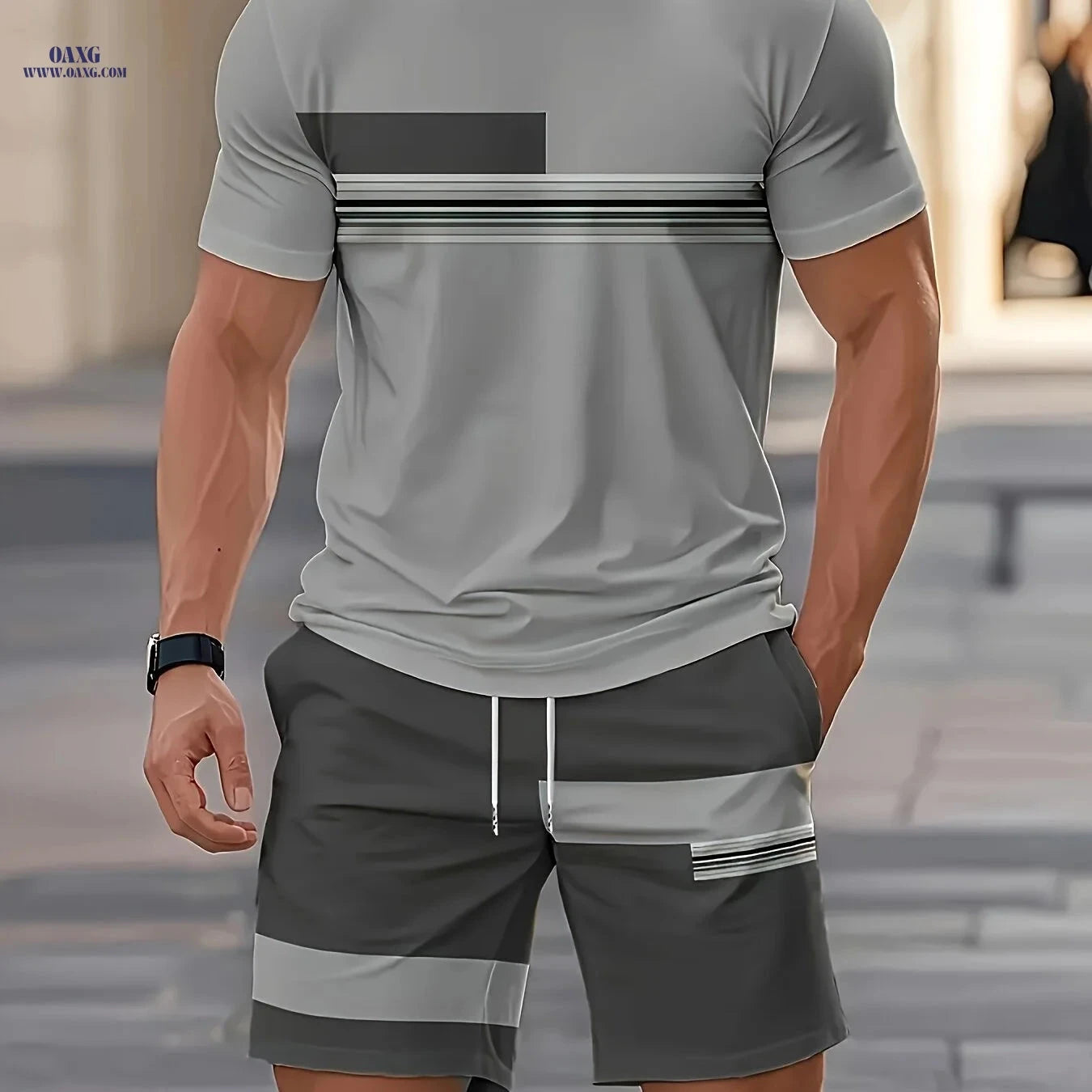 Men's Summer Outdoor Outfit Set - Quick-Dry T-Shirt & Shorts   OAXG 