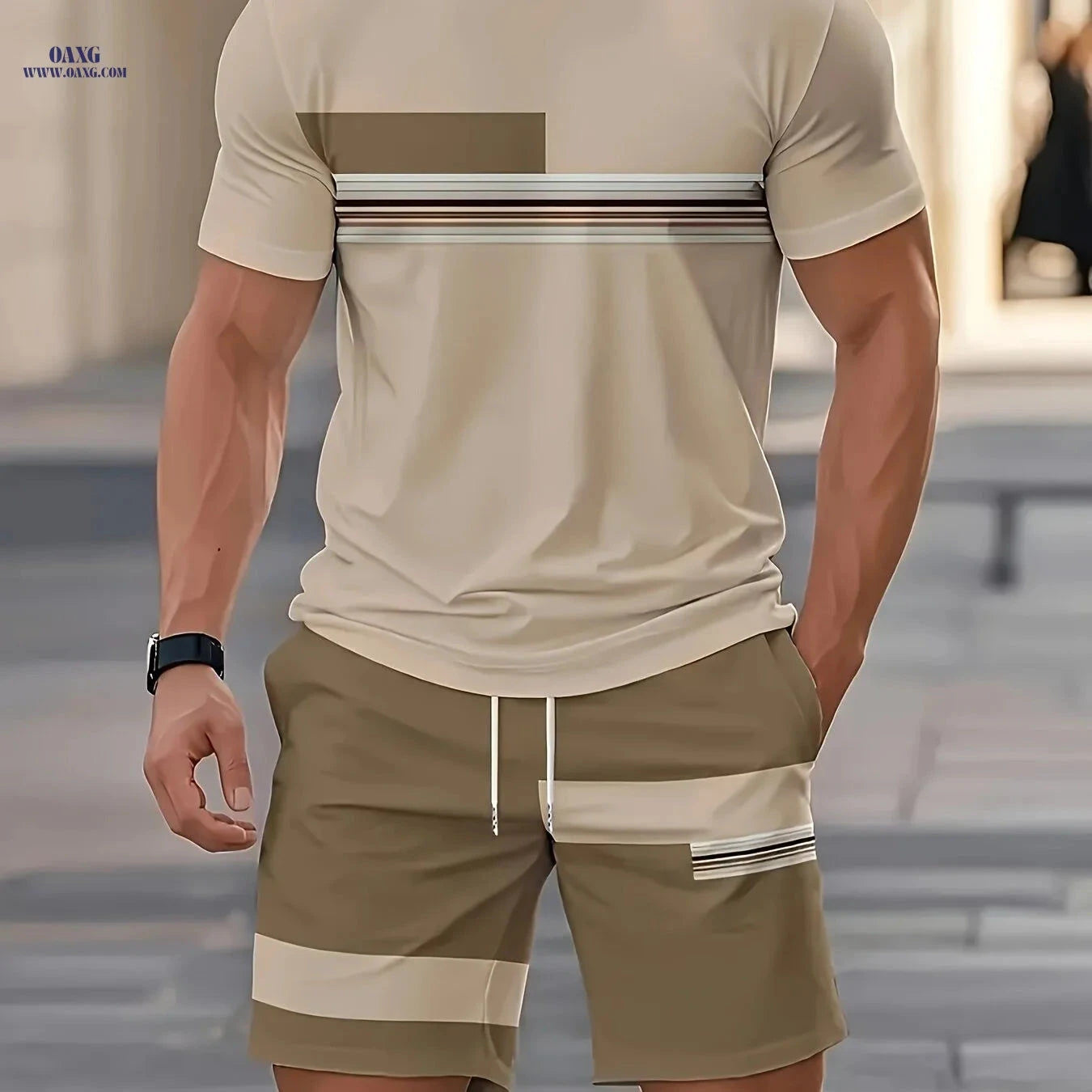 Men's Summer Outdoor Outfit Set - Quick Dry T-Shirt & Shorts   OAXG 