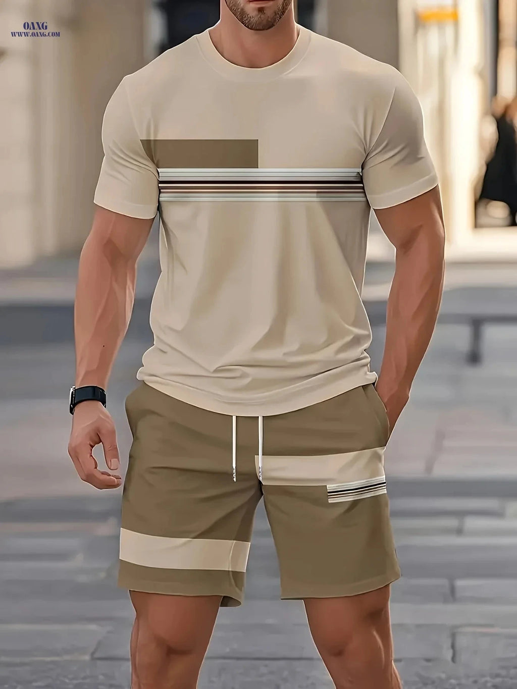 Men's Summer Outdoor Outfit Set - Quick-Dry T-Shirt & Shorts   OAXG 