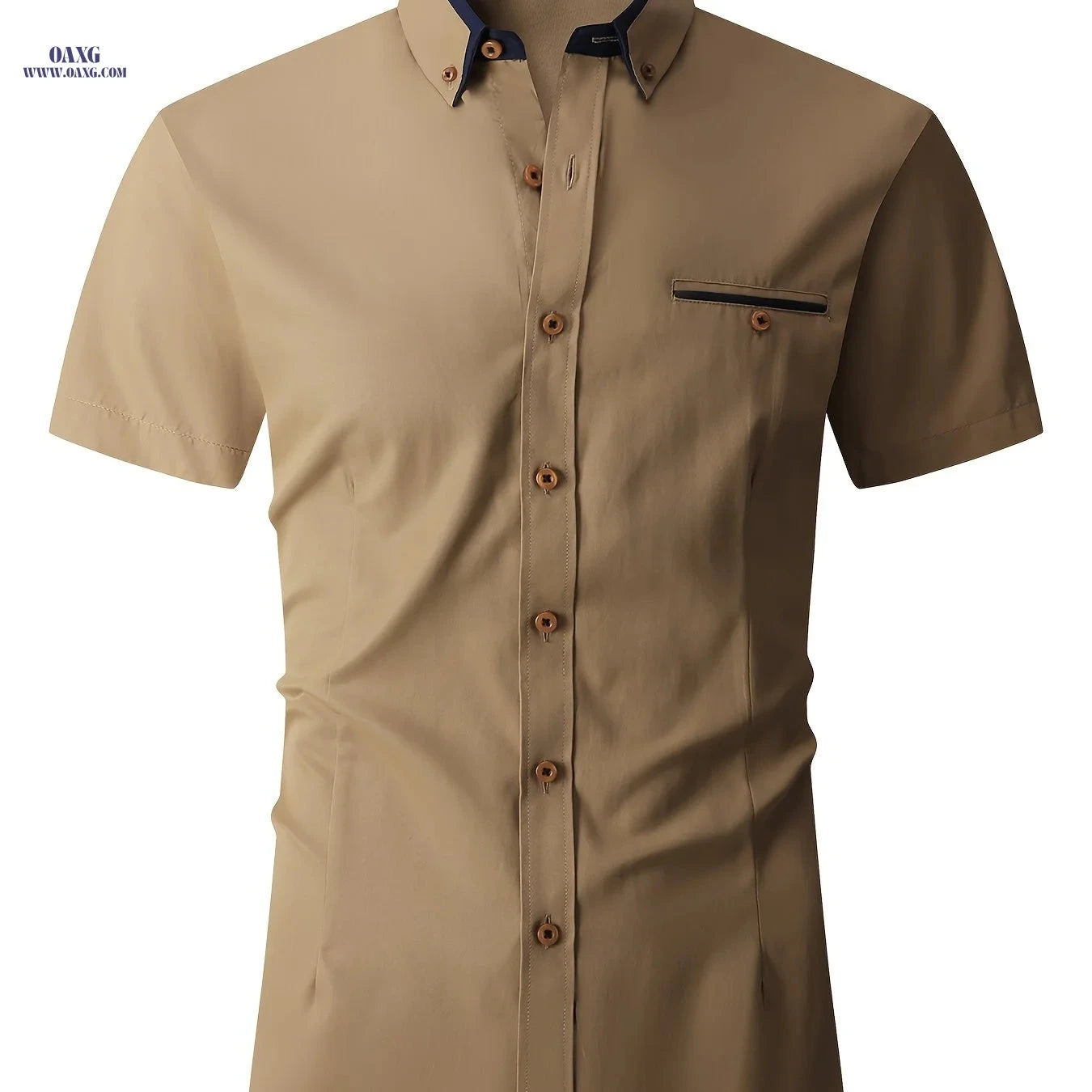 Men's Summer Short Sleeve Dress Shirt - Turn-Collar Business Style   OAXG 