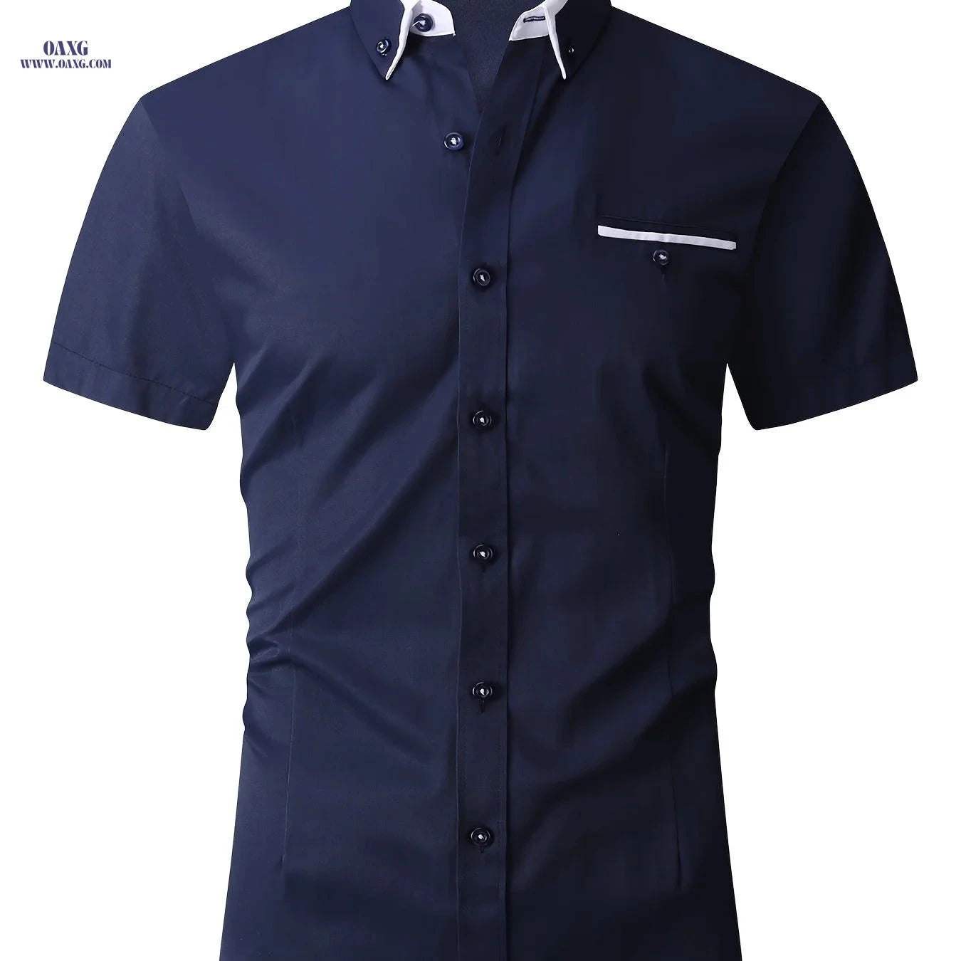 Men's Summer Short Sleeve Dress Shirt - Turn-Collar Business Style   OAXG 