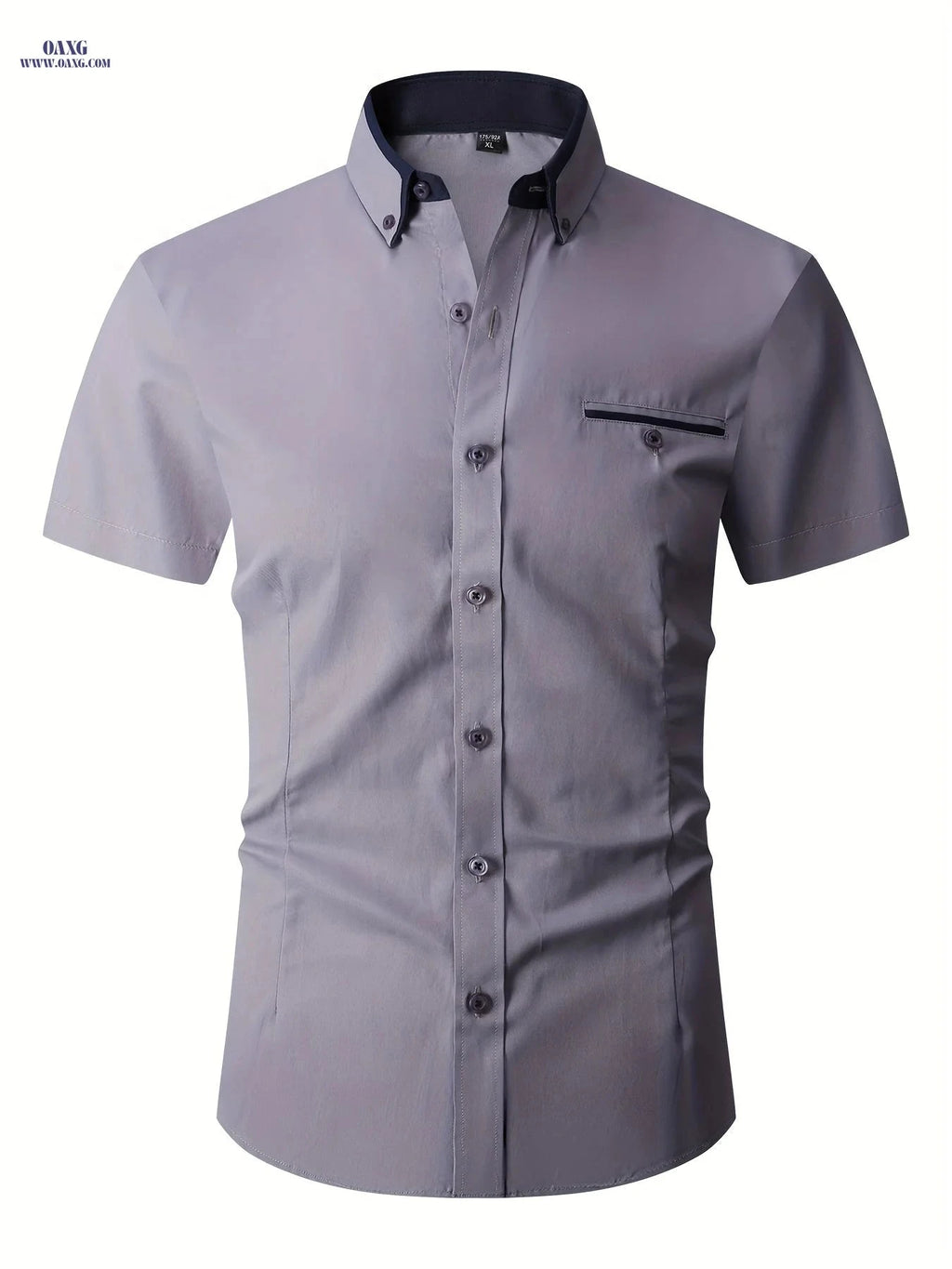 Men's Summer Short Sleeve Dress Shirt - Turn-Collar Business Style   OAXG 