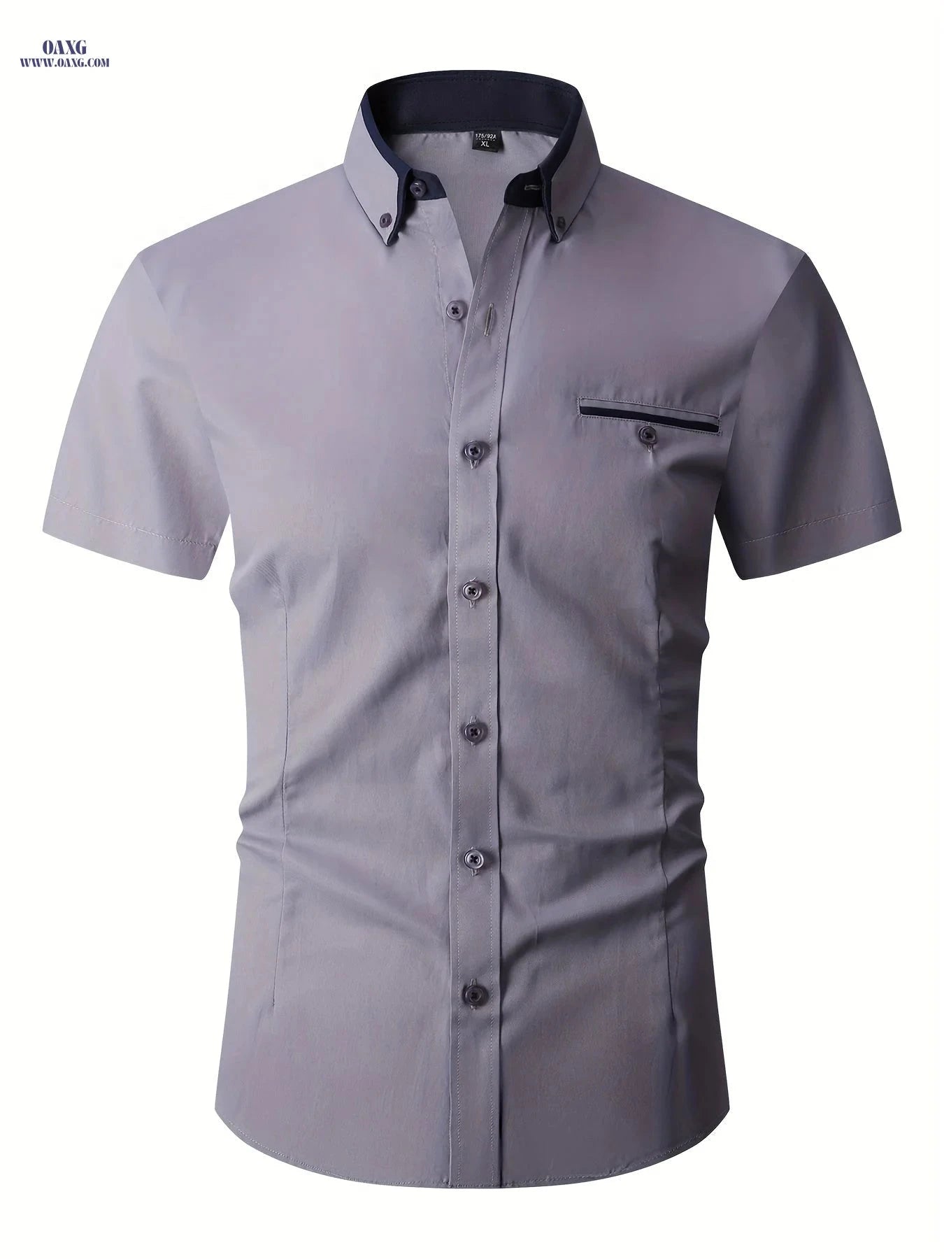 Men's Summer Short Sleeve Dress Shirt - Turn-Collar Business Style   OAXG 