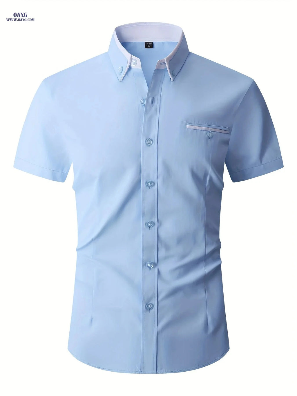 Men's Summer Short Sleeve Dress Shirt - Turn-Collar Business Style   OAXG 