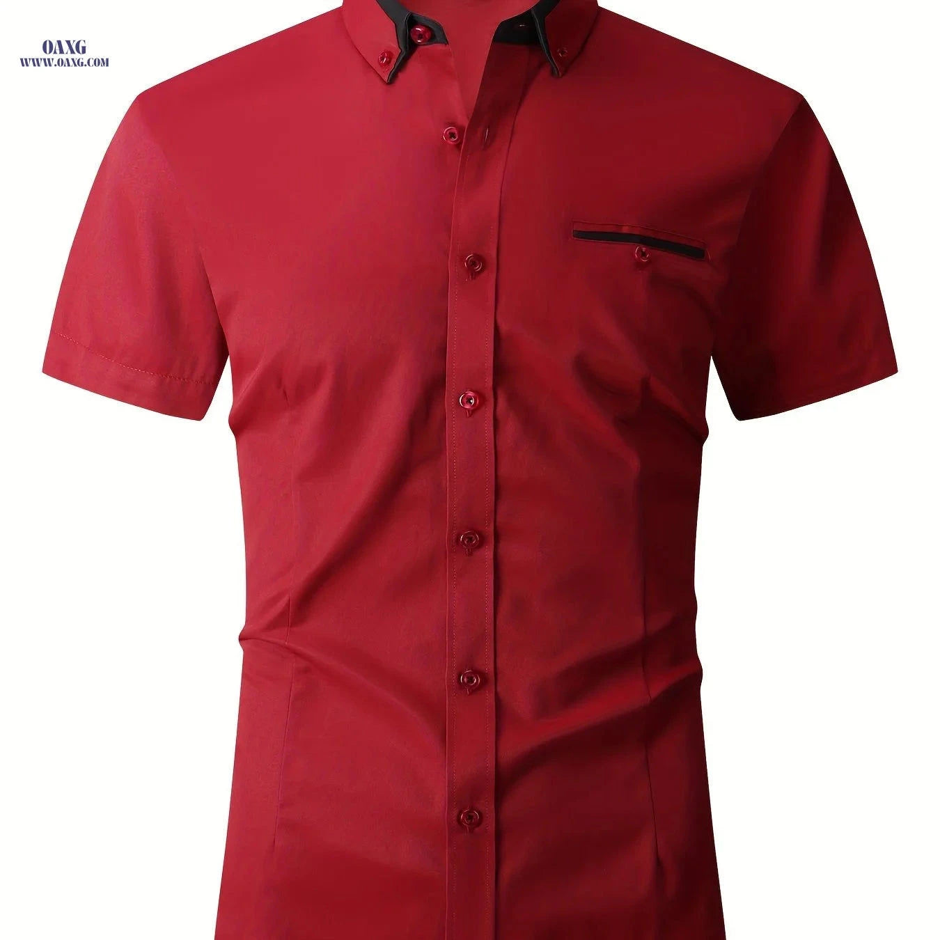 Men's Summer Short Sleeve Dress Shirt - Turn-Collar Business Style   OAXG 